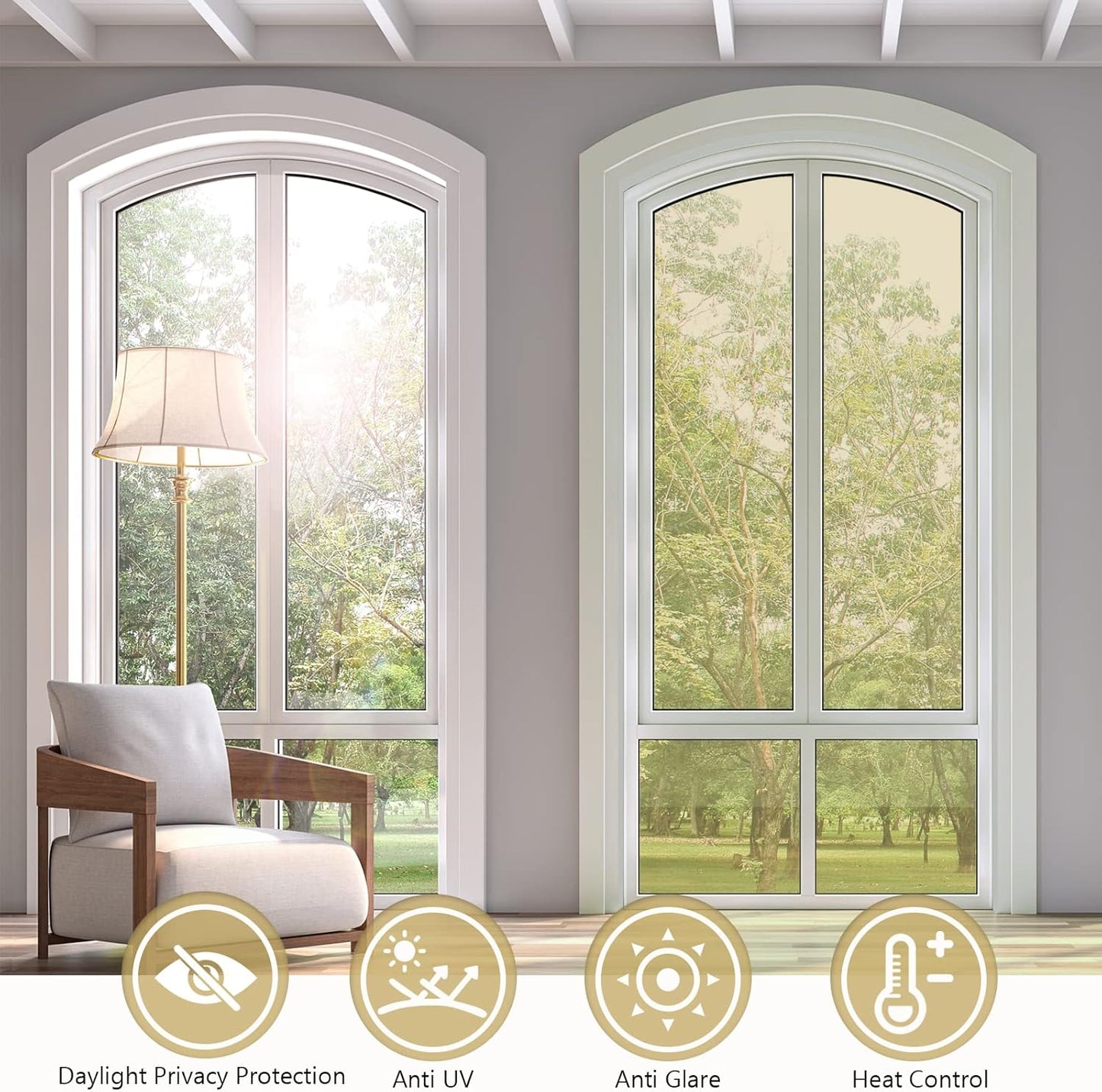KESPEN Total Blackout Window Film Privacy Static Cling 100% Light Blocking Room Darkening Window Cover Heat Control Anti-UV Glass Sticker Window Tint for Home with Grid Line, 17.5 Inch X 6.5 Feet