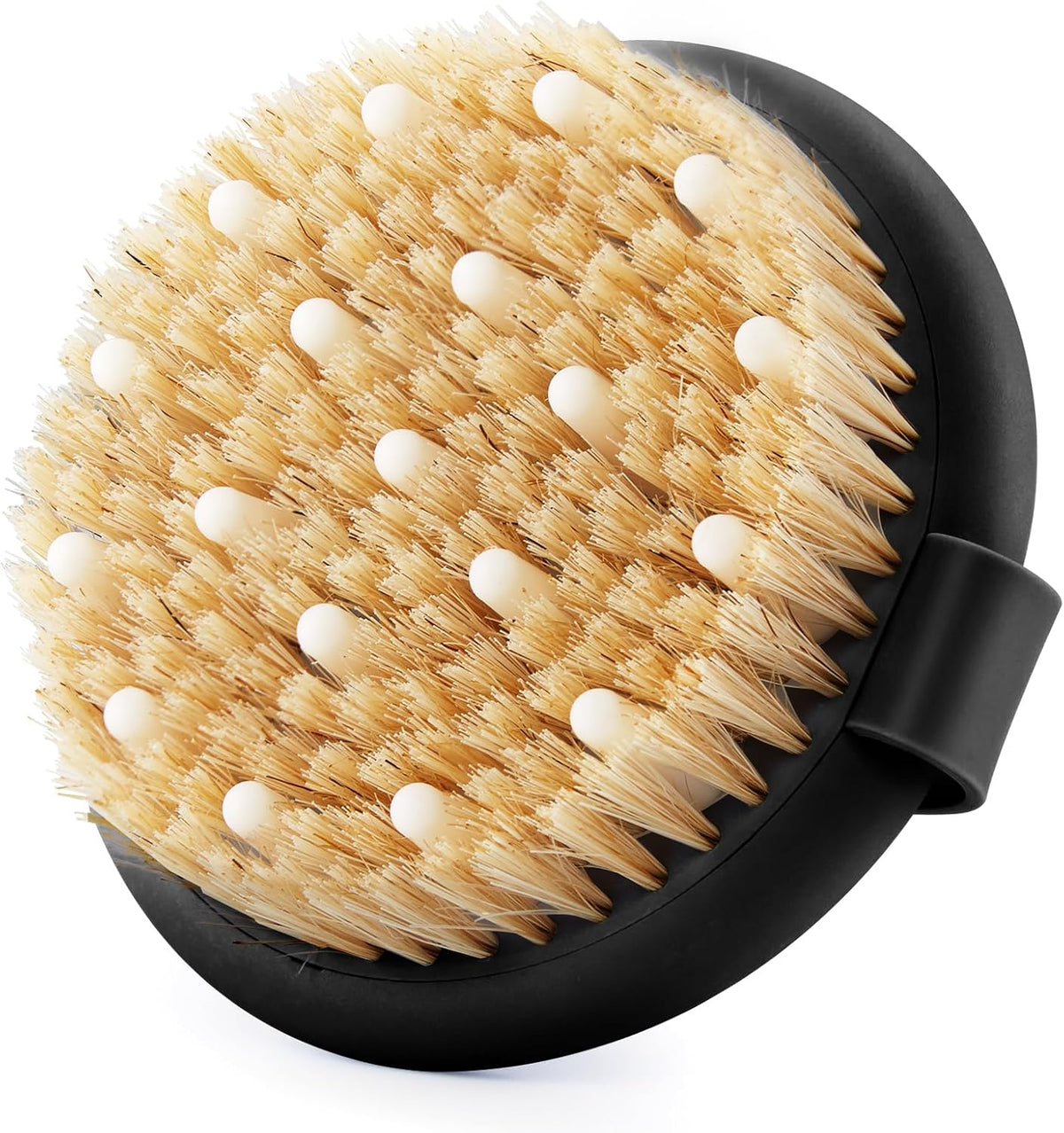 Dry Brushing Body Brush for Massage - Natural Boar Bristle Exfoliating Brush with Massage Nodes for Lymphatic Drainage, Cellulite, Blood Circulation Improving Skin Health for Women Men Elderly(Grey)