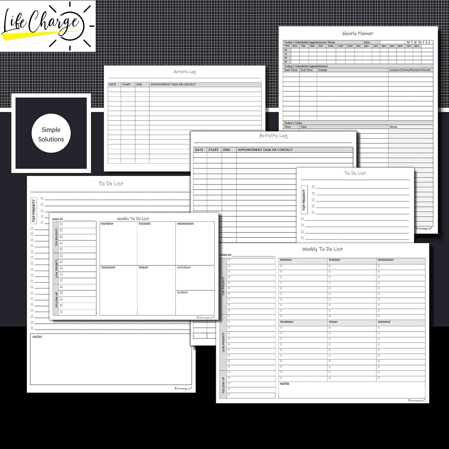 Life Charge Weekly Planner Notepad for Work & Home, Weekly To Do List Pad with Daily Checklist, Priority & Notes, 60 Pages, 8.5 x 11 Letter, Landscape