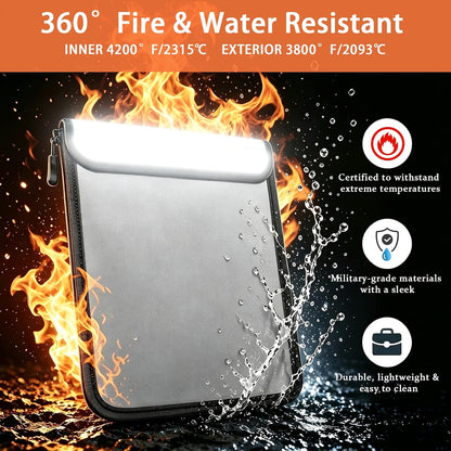 Fireproof Waterproof Document Bag Upgraded Two Pockets - 4200℉ Protection