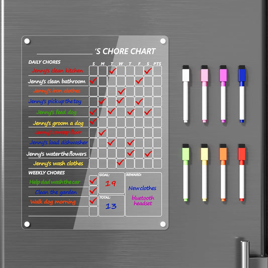 Neatsure Acrylic Magnetic Dry Erase Board Calendar for Fridge, Clear Monthly Planner Whiteboard for Refrigerator, w/ 8 Colors Markers, 15"x11"