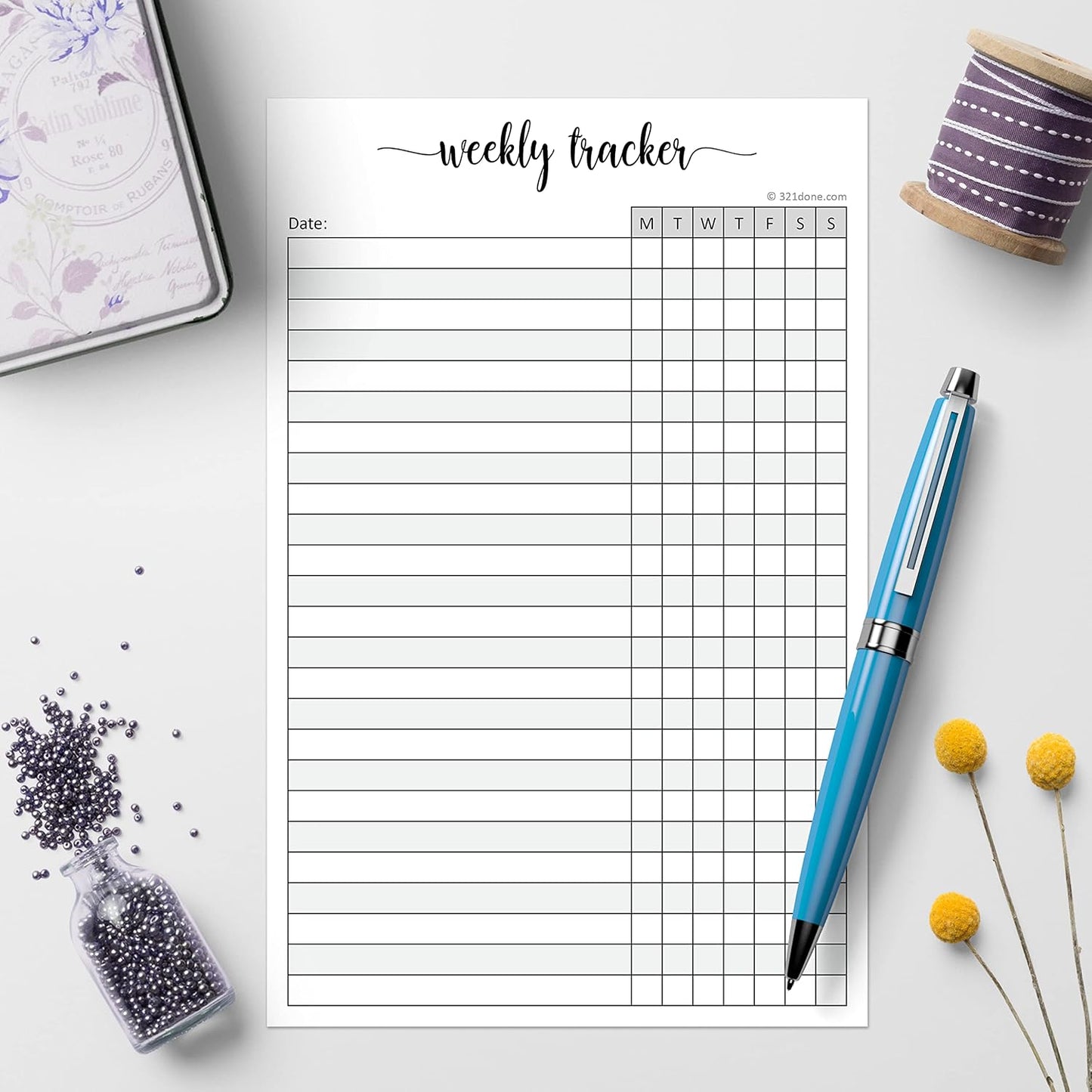 321Done Weekly Tracker Notepad, Sunday Start - 5.5x8.5 Habit Tracking Days of Week Notebook for Planning, Organizing, Schedule, 50 Pages - Made in USA