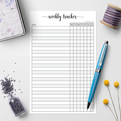 321Done Weekly Tracker Notepad, Sunday Start - 5.5x8.5 Habit Tracking Days of Week Notebook for Planning, Organizing, Schedule, 50 Pages - Made in USA