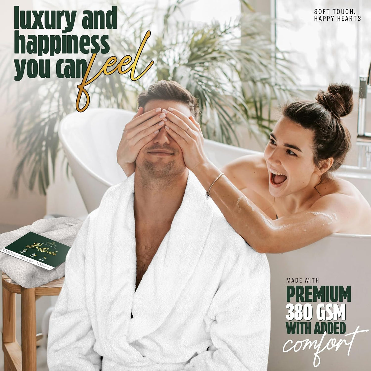 Pearl Linens Cotton Terry Shawl Collar Bathrobe - Soft, Lightweight & Absorbent Unisex Spa Robe for Women & Men - 1 Piece