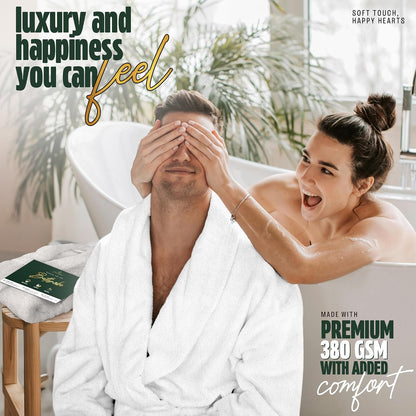 Pearl Linens Cotton Terry Shawl Collar Bathrobe - Soft, Lightweight & Absorbent Unisex Spa Robe for Women & Men - 1 Piece