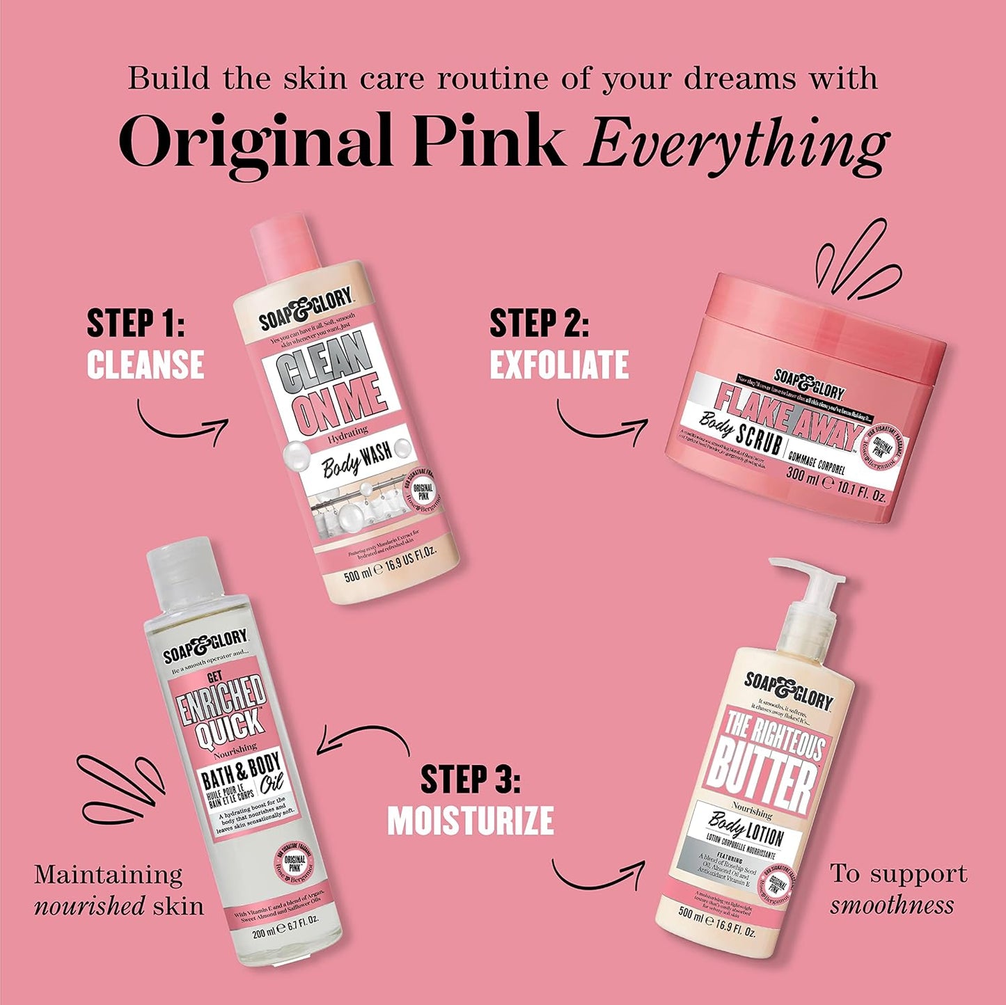 Soap & Glory Original Pink The Scrub Of Your Life Exfoliating Body Scrub - Smoothing & Buffing Vegan Scrub - Rose & Bergamot Body Polish with Shea Butter & Vitamin E (200ml)