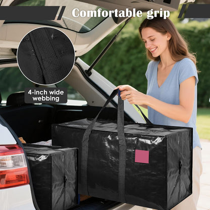 Moving Bags Heavy Duty 210GSM with Full-Open Side Zipper, 93L 220lbs Waterproof Foldable Storage Totes for College Dorm Move-In, Moving Boxes Alternative & Home Organization, Blue