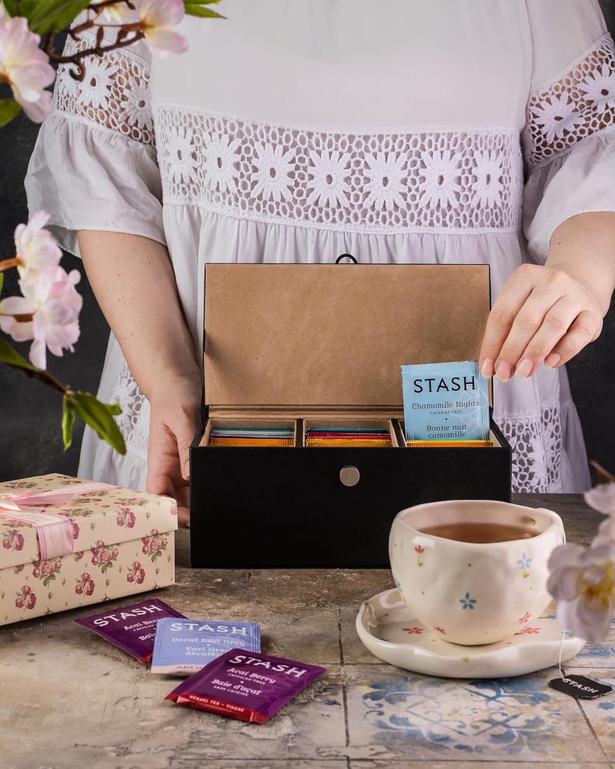Tea Bags Variety Pack Box - Herbal and Caffeine Free Sampler Gift Set - 60 Count, 15 Different Flavors