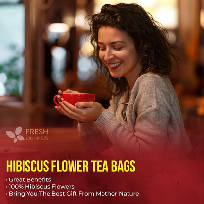 FreshDrinkUS, Premium Hibiscus Flower Tea, 115 Count, Pure, Caffeine Free