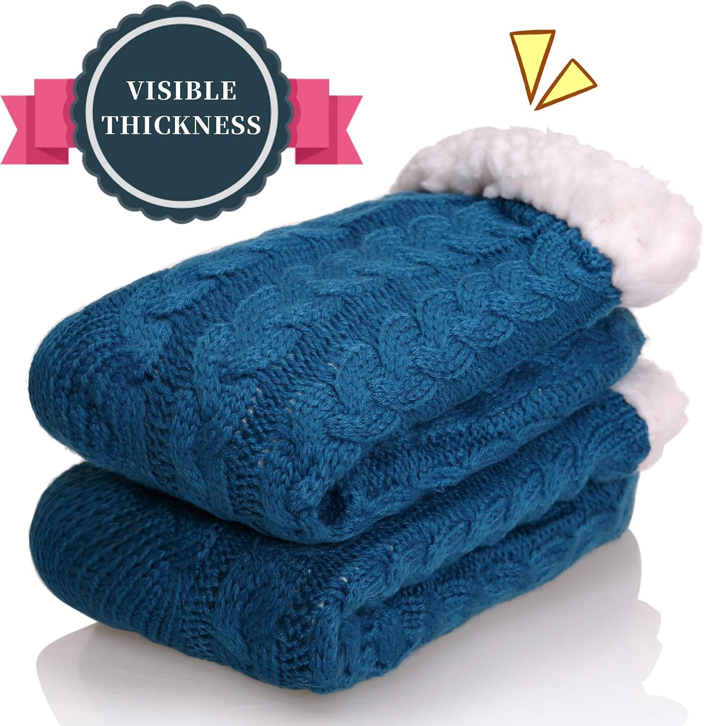 SDBING Women's Winter Super Soft Warm Cozy Fleece Lined Fuzzy Slipper Socks with Grippers