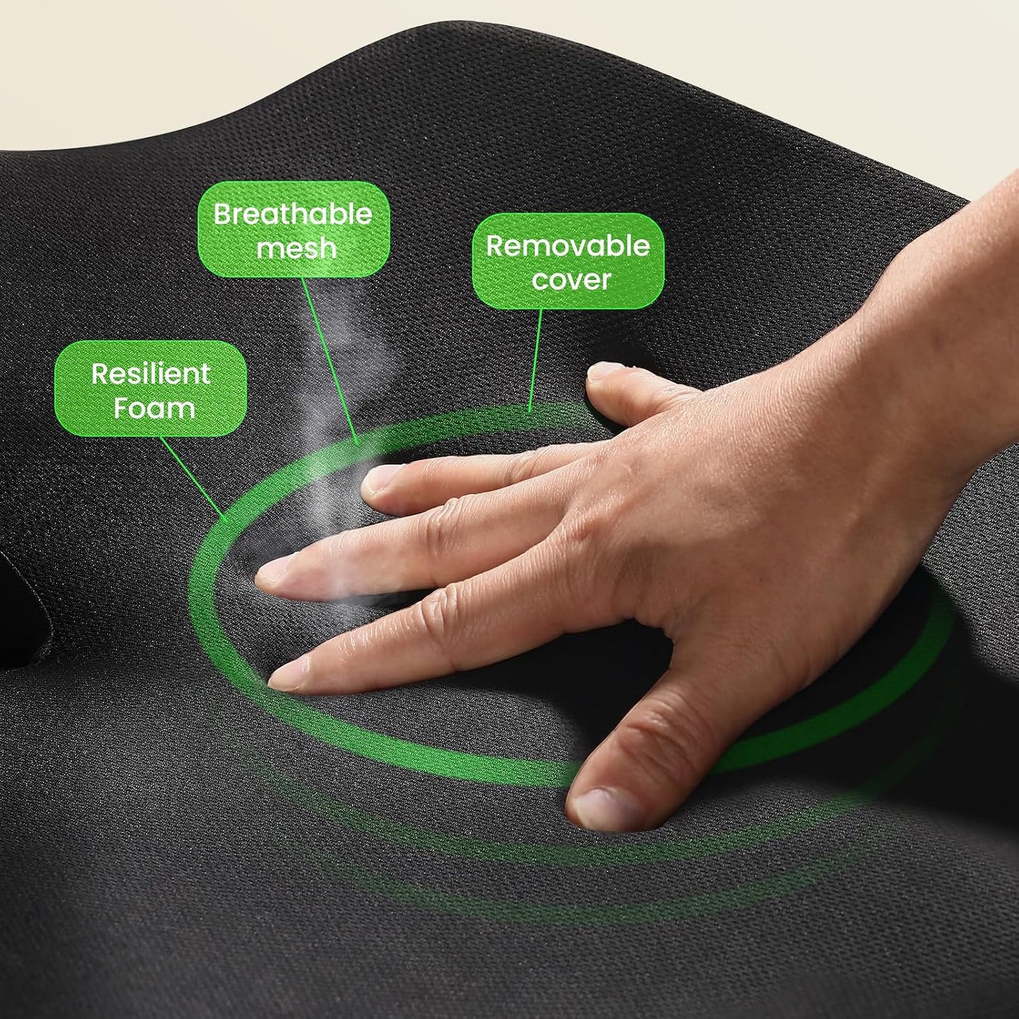 Benazcap Memory Foam Seat Cushion for Office Chair, Ergonomic Chair Cushions for Tailbone Pain Relief, Sciatica & Back Support, Office Chair Cushion & Car Seat Cushion