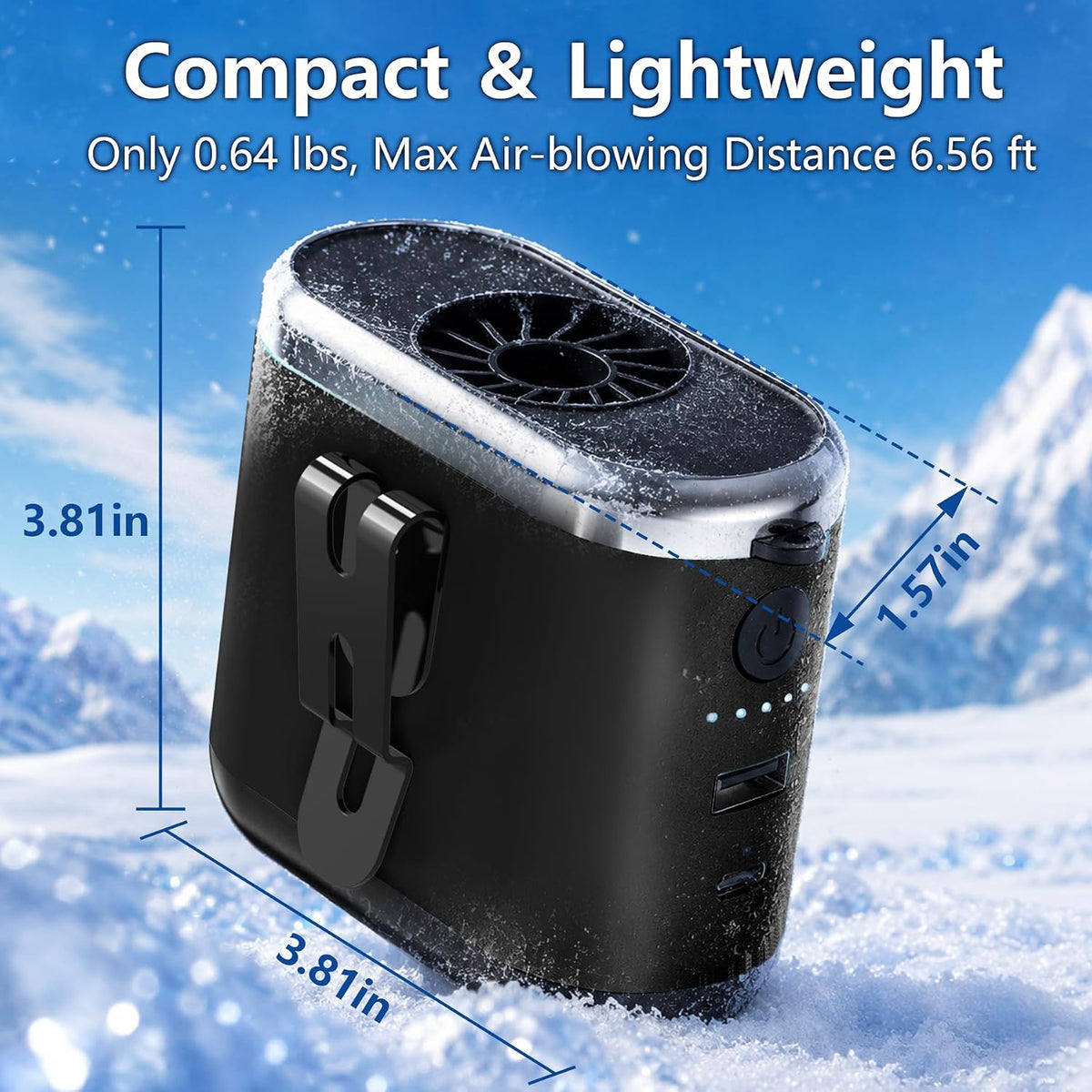 10000mAh Portable Waist Fan Clip On Rechargeable, Personal Wearable Belt Neck Fan with 5 Speeds & Flashlight, Hands-Free MAX 40H Work Time for Outside Jobsite Camping Travel (Black)