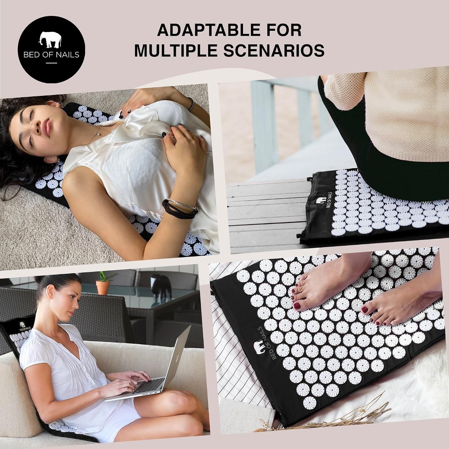 Bed of Nails Mat and Pillow Set – Original Bon Acupressure Design with 10962 Precision Nails, Mat: 28.5 x 16.5 x 1", Pillow: 14.5 x 6 x 4", Green
