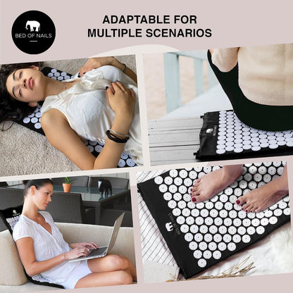 Bed of Nails Mat and Pillow Set – Original Bon Acupressure Design with 10962 Precision Nails, Mat: 28.5 x 16.5 x 1", Pillow: 14.5 x 6 x 4", Green