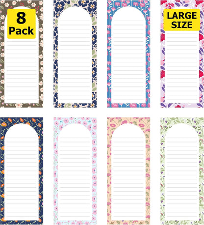 8 Magnetic Notepads – Notepads for Grocery List, Shopping List, To-Do List, Reminders -Strong Magnetic Back- Memo Notepad with Realistic Fruit Designs | 25 Sheets per Pad 7.5 x 3.5 inch (8 Pack)