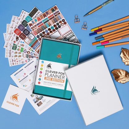 Clever Fox Planner 2nd Edition – Colorful Weekly & Monthly Goal Planner, Time Management & Productivity Organizer, Undated, A5 (Dark Teal)