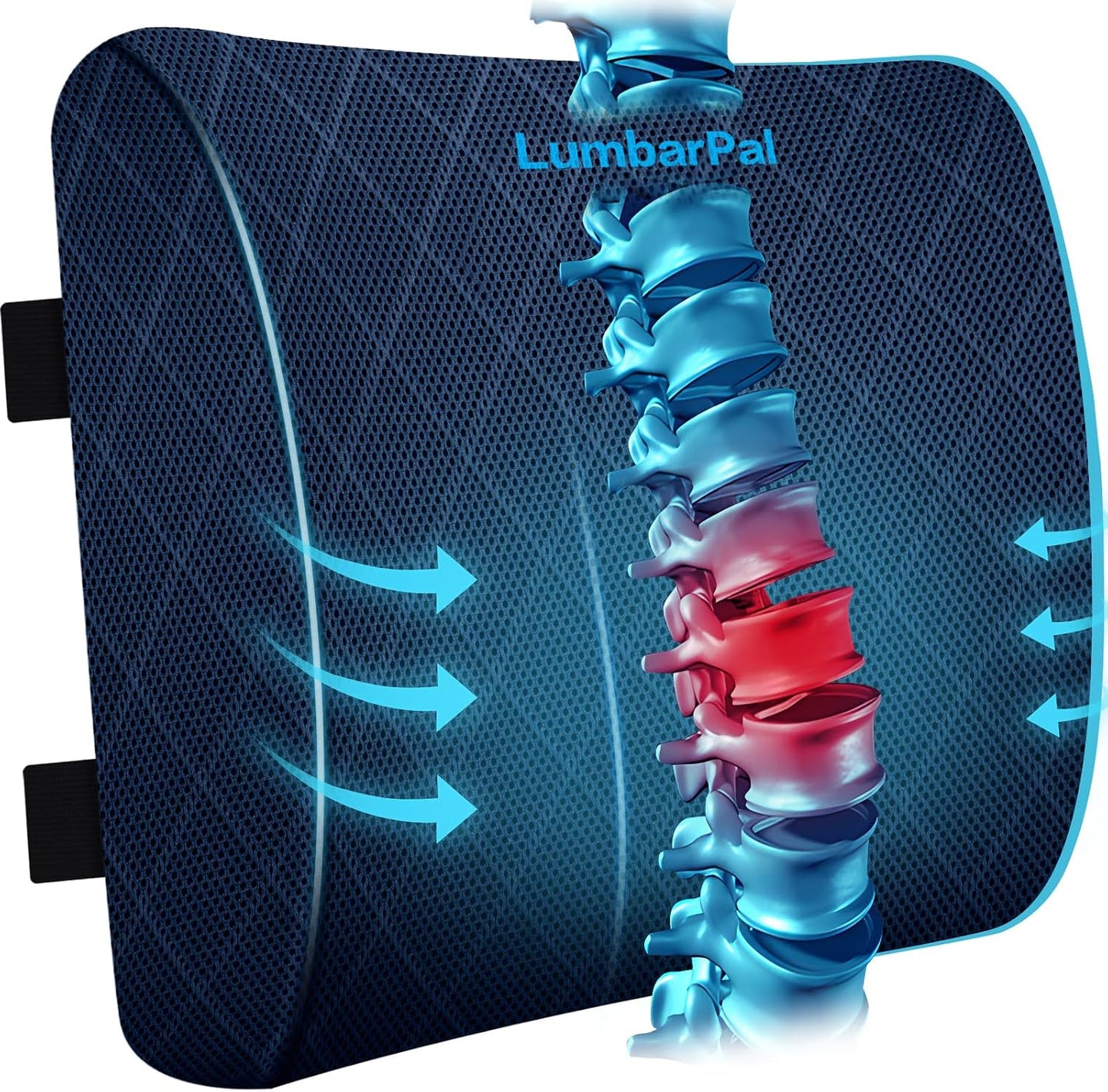 Lumbar Support Pillow for Office Chair Back Support Lumbar Pillow for Car, Gaming, Office Chair - Improve Sitting Posture & Back Pain Relief, Memory Foam, Adjustable Straps, Grey