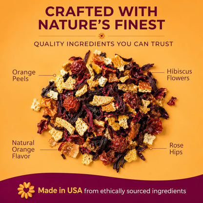 Katy’s Blood Orange Loose Tea - Hibiscus, Orange & Rose Hips - Loose Leaf Herbal Tea, Caffeine-Free, Sugar-Free - Hot or Iced Tea - 30+ Cups