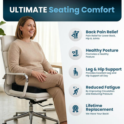 ComfiLife Gel Enhanced Seat Cushion – Office Chair Cushion – Non-Slip Gel & Memory Foam Coccyx Cushion for Tailbone Pain - Desk Chair Car Seat Cushion Driving - Sciatica & Back Pain Relief (Navy)