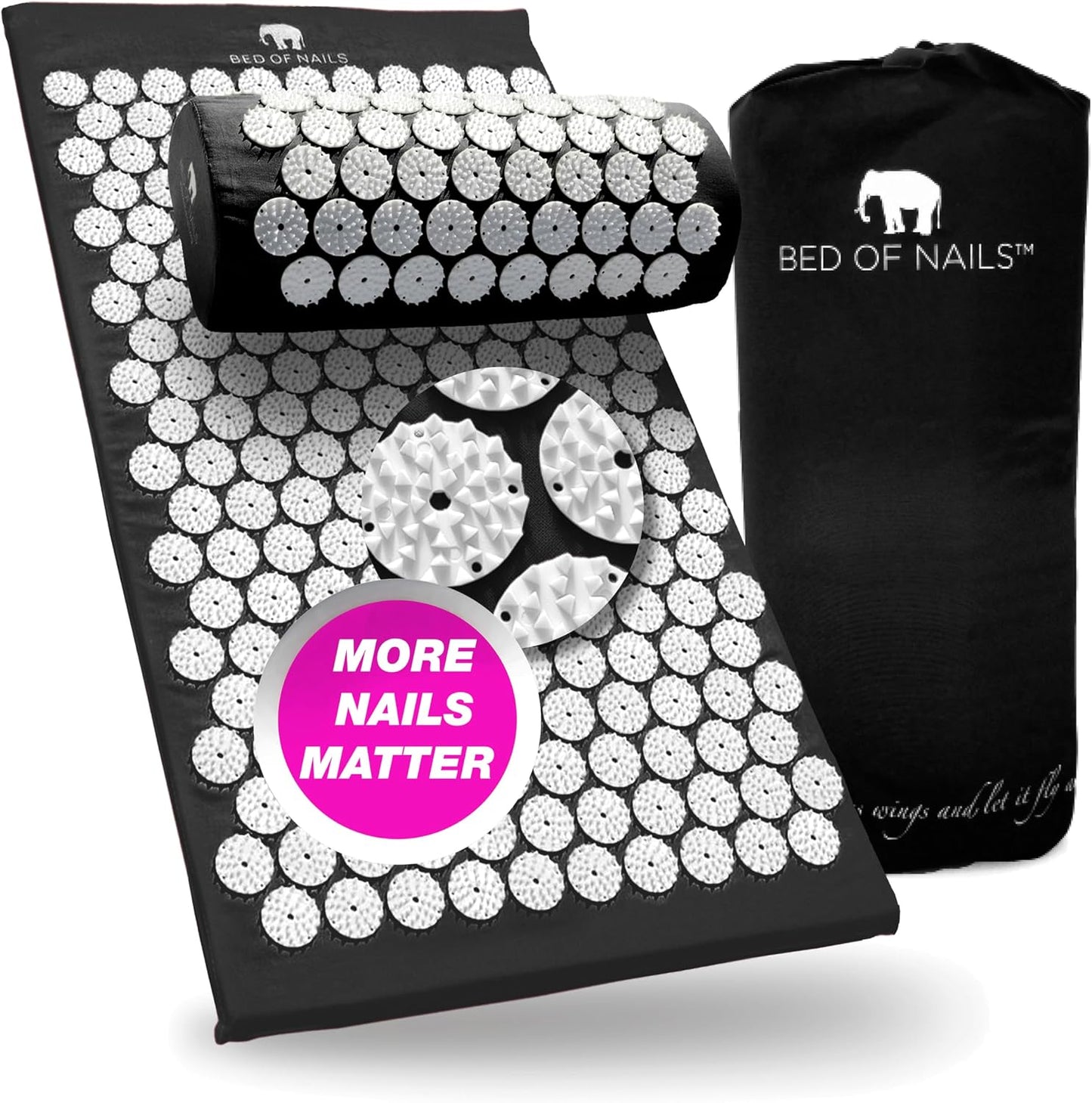 Bed of Nails Mat and Pillow Set – Original Bon Acupressure Design with 10962 Precision Nails, Mat: 28.5 x 16.5 x 1", Pillow: 14.5 x 6 x 4", Green