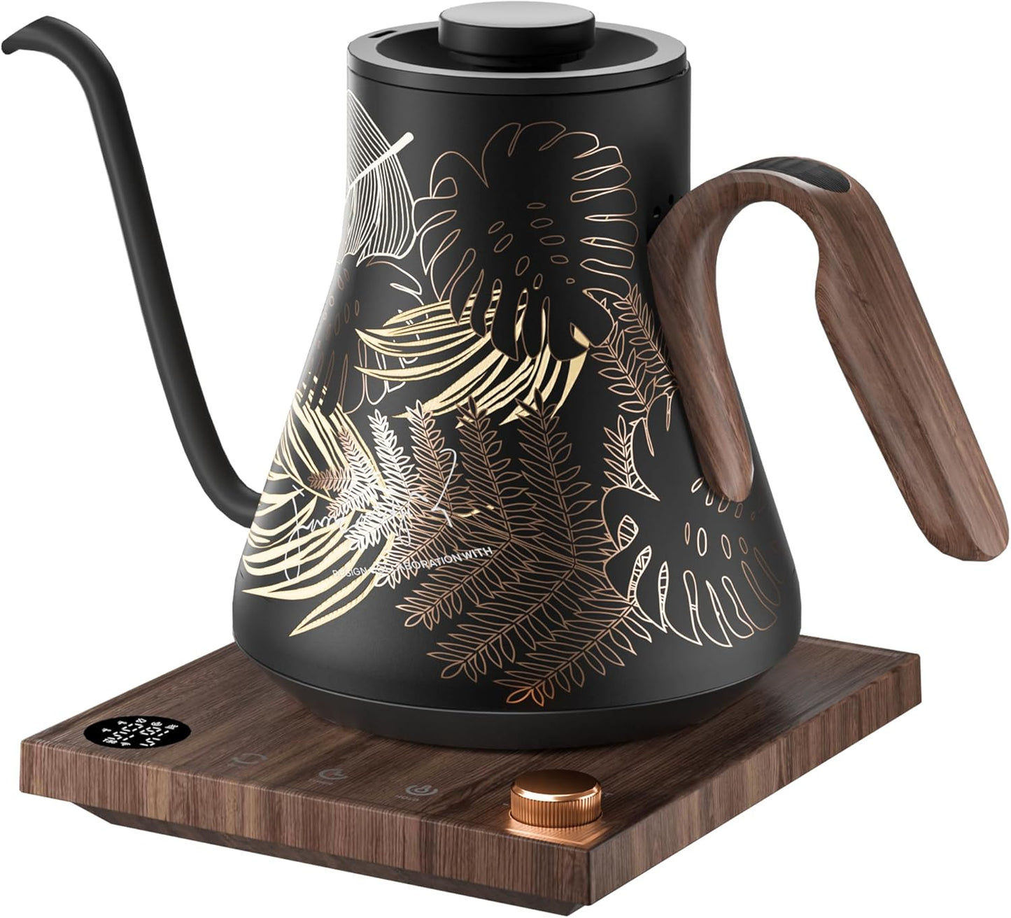 INTASTING Electric Kettle, Gooseneck Electric Kettle, ±1℉ Precise Temperature Control, Stainless Steel Interior, Quick Heating for Pour Over Coffee, Tea & Boiling Water, 0.9L (Black)