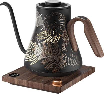 INTASTING Electric Kettle, Gooseneck Electric Kettle, ±1℉ Precise Temperature Control, Stainless Steel Interior, Quick Heating for Pour Over Coffee, Tea & Boiling Water, 0.9L (Black)