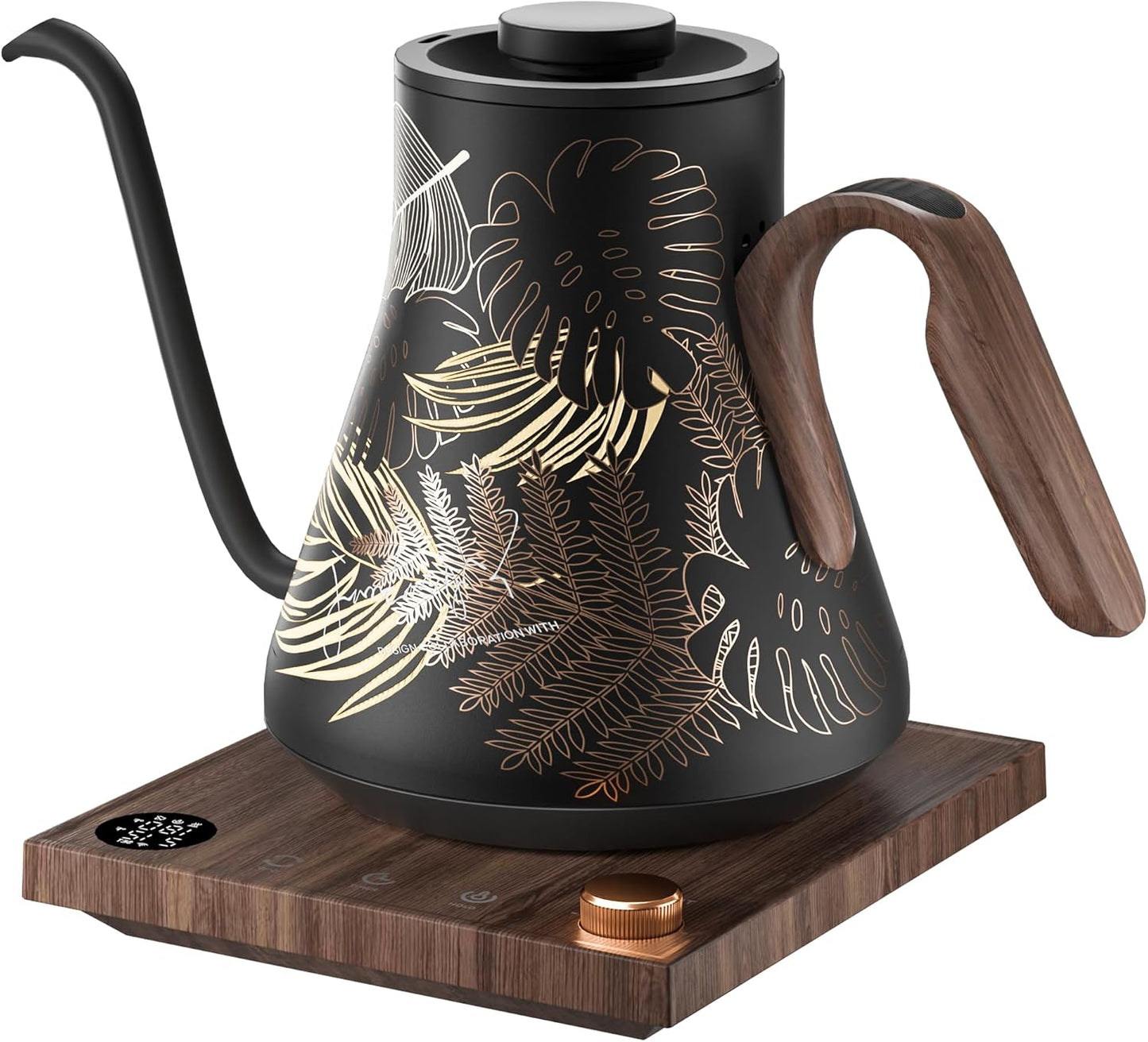 INTASTING Electric Kettle, Gooseneck Electric Kettle, ±1℉ Precise Temperature Control, Stainless Steel Interior, Quick Heating for Pour Over Coffee, Tea & Boiling Water, 0.9L (Black)