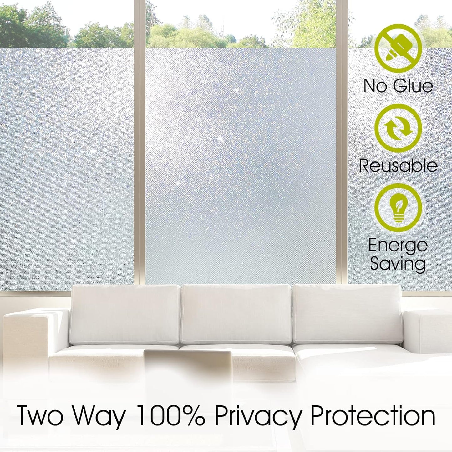 KESPEN Total Blackout Window Film Privacy Static Cling 100% Light Blocking Room Darkening Window Cover Heat Control Anti-UV Glass Sticker Window Tint for Home with Grid Line, 17.5 Inch X 6.5 Feet
