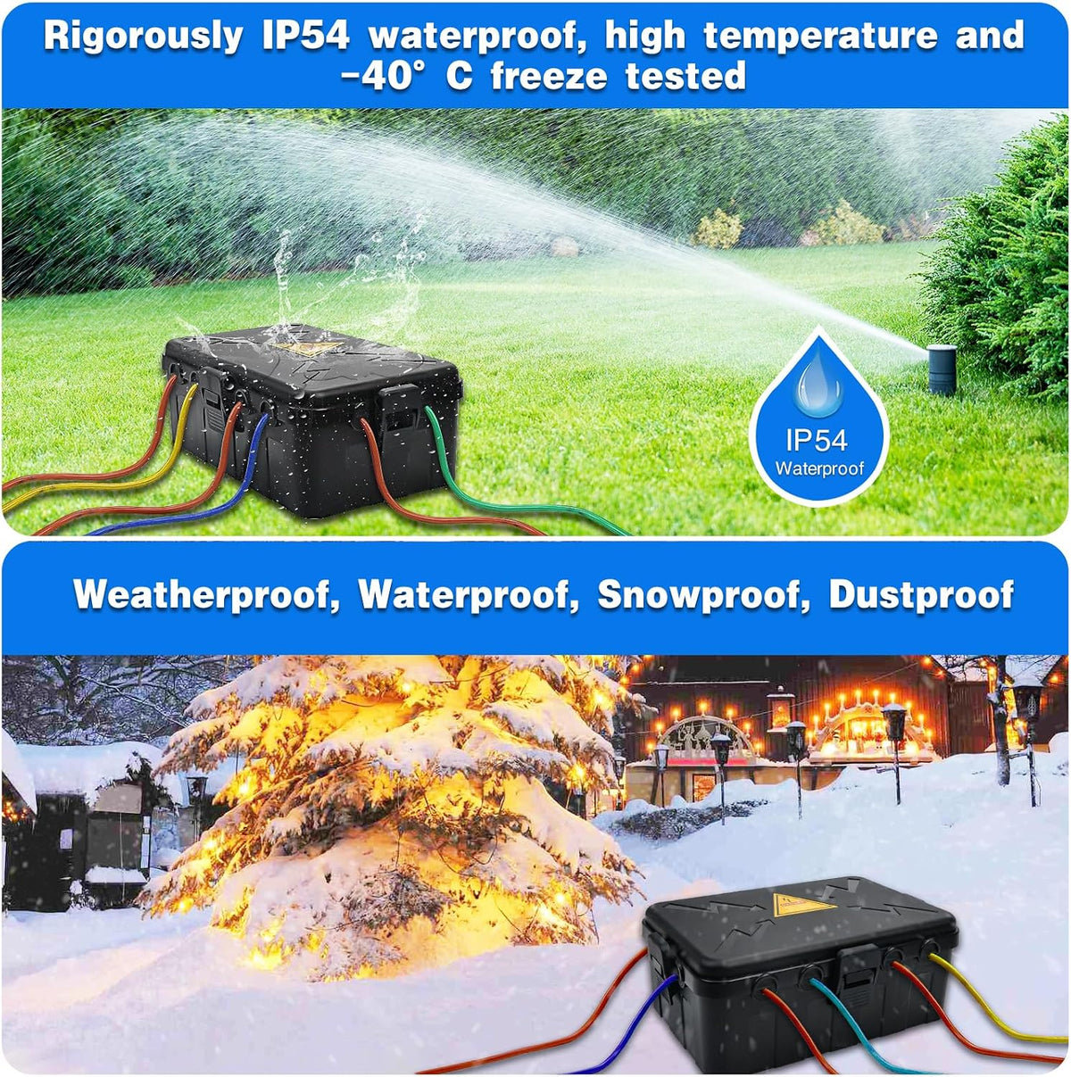 Hrensaw Large Outdoor Electrical Box Waterproof(12.5x8.5x5inch),IP54 Waterproof Outdoor Outlet Covers,Weatherproof Extension Cord Covers Protect Outlet,Plug,Timer,Power Strip,Holiday Light,Black
