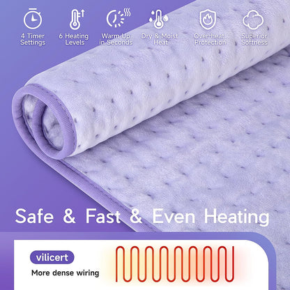 Heating Pad for Period Cramps, Heating Pad for Back/Neck/Shoulder Muscle Pain, 6 Heating & 4 Timer Setting, Auto Shut Off, Dry/Moist Heat & Machine Washable, Birthday Christma s Gifts for Women Mom