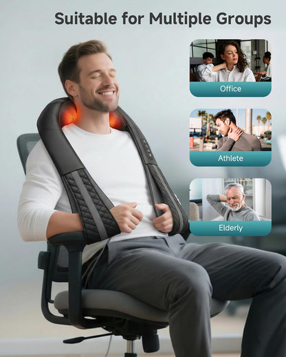 Snailax Cordless Massager - Shiatsu Neck and Shoulder Massager with Heat, FSA Eligible, Portable, Lumbar, Back Electric Massage Pillow, Gift for Woman, Mom, Dad