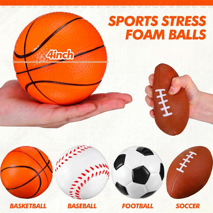 Leyndo 50 Pack Sports Stress Balls Bulk, Basketball Football Baseball