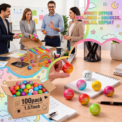 Sotiff 100 Pcs Motivational Balls Bulk for Adults, Ten Colors Inspirational