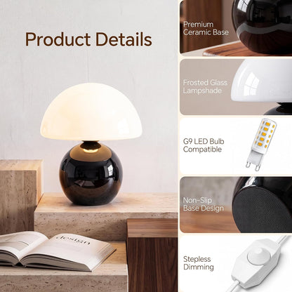 Dawnwake Mushroom Lamp Table Lamp for Bedroom-Small Desk Table Lamps,White