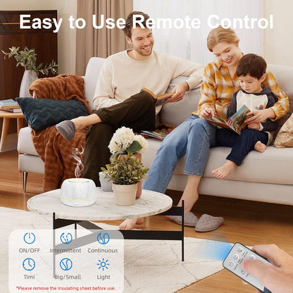 SEEDSEEL 300ML Essential Oil Diffuser,Ultrasonic Aromatherapy Diffuser, 7-Color Gradient Lights, Remote Control, 8 Hours Run Time, Suitable for Home,Office