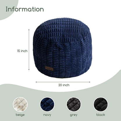 HIGOGOGO Pouf Ottoman Stuffed Round Modern Foam Filled Foot Rest Poufs for Living Room Chair Decorative 20 X 15 Inches Boho Relax Stool for Wedding Christmas Party, Beige