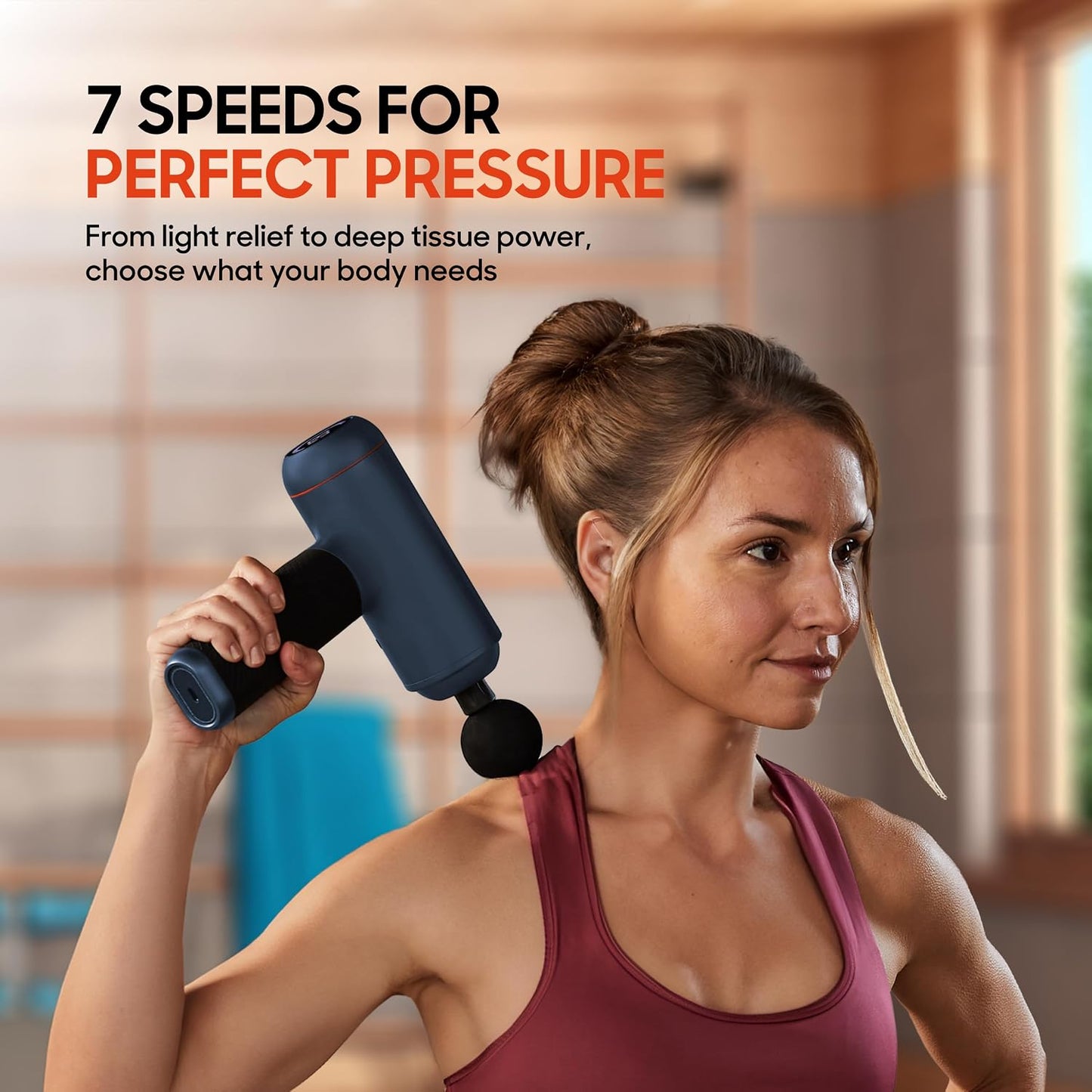 Sharper Image PowerBoost Max Massage Gun [2026 Version] Anti-Stall Deep Tissue Percussion Massager| 7 Speeds| Workout Muscle Recovery| Pain Relief| Back & Shoulder Massage Tool| Gifts for Men Women