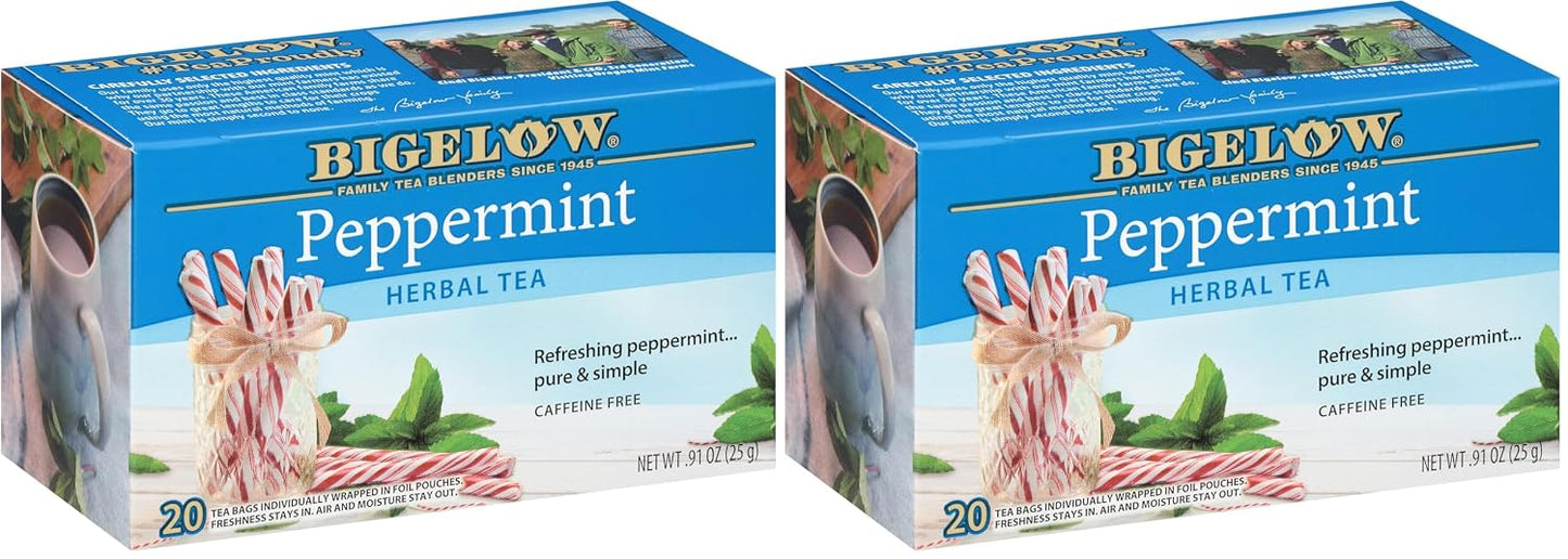 Bigelow Peppermint Caffeine Free Herbal Tea, 20 ct