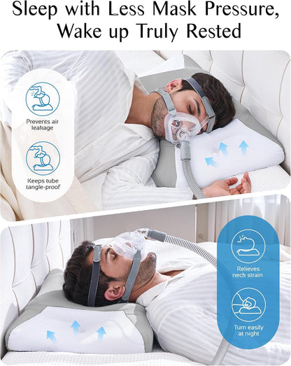 CPAP Pillow for Side Sleeping, HSA/FSA Sleep Apnea Pillow for All CPAP Masks Users to Reduce Air Leaks, Masks Pressure, Memory Foam with Cooling & Breathable Pillowcase for Side Back Sleeper