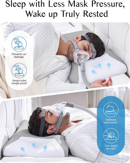 CPAP Pillow for Sleeping, HSA/FSA Sleep Apnea Pillow for All CPAP Masks Users to Reduce Air Leaks, Masks Pressure, Memory Foam with Cooling & Breathable Pillowcase for Side Back Sleeper
