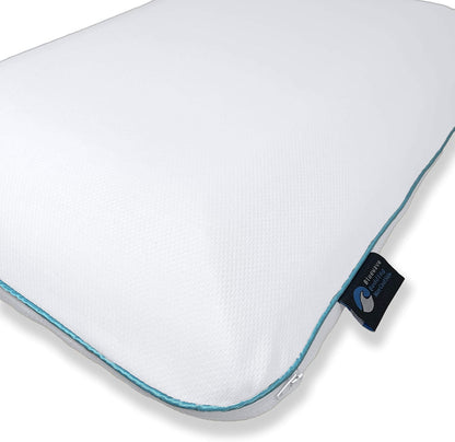 Bluewave Bedding Ultra Slim Max Cool CarbonBlue Gel Memory Foam Pillow for Stomach and Back Sleepers - Thin, Flat Design with Advanced Cooling (2.75-Inch Height, Standard Size)