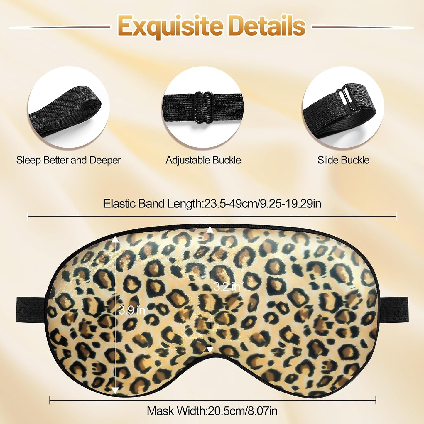 Sleep Mask, Silk Eye Mask for Sleeping with Adjustable Strap, Satin Blackout Sleeping Eye Mask for Men&Women, Comfortable Blindfold Eyeshade for Night Sleep(Black)