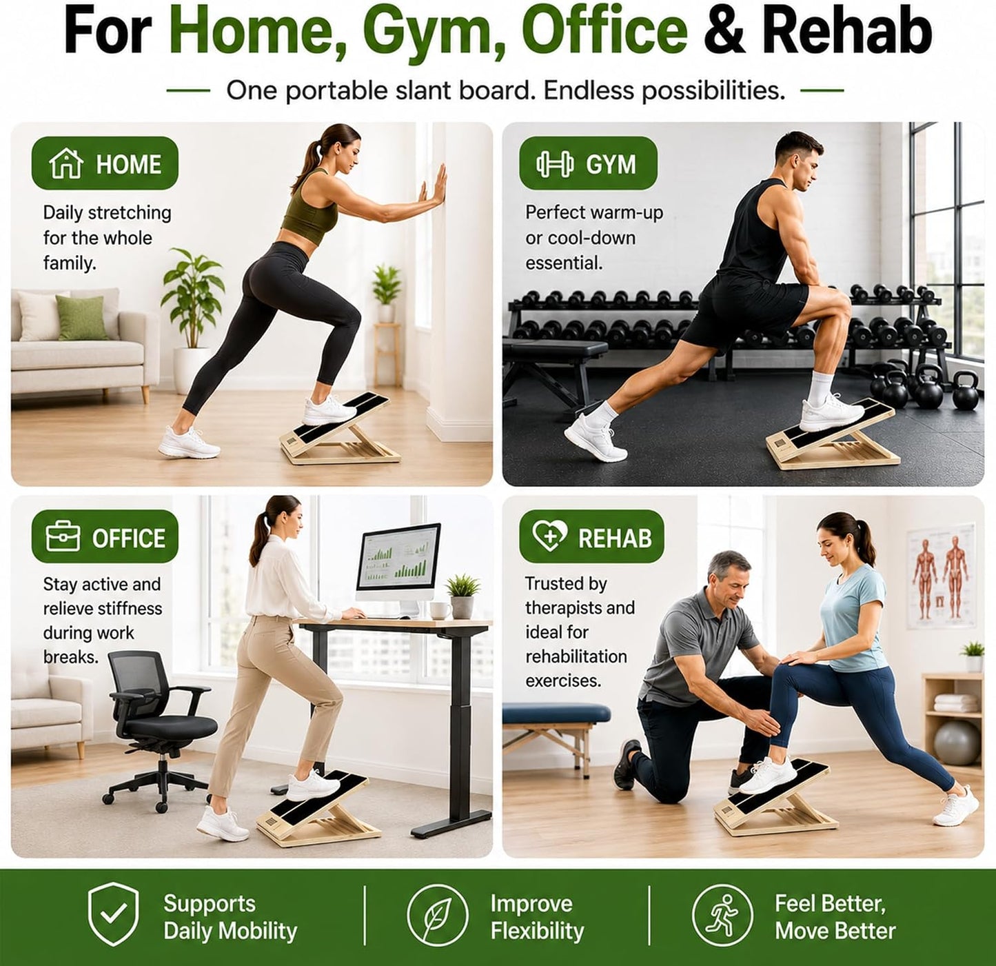 MUCITAGF Professional Slant Board, Adjustable Incline Board and Calf Stretcher, Slant Board for Calf Stretching, Calf Stretch Board