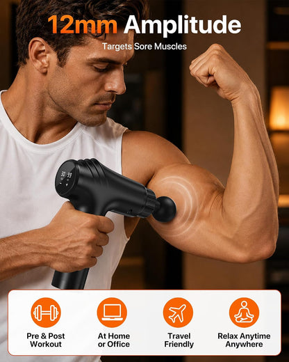 Massage Gun, Professional Deep Tissue Percussion Muscle Massager for Athletes with 30 Speeds & 6 Heads, Quiet Handheld Back Neck Shoulder Body Mini Massager