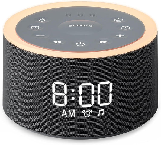 Dreamegg D1+ Sound Machine & Alarm Clock - Sound Machine for Sleep, White Noise Machine with 29 Soothing Sounds, Night Light, 0-100% Dimmable, White Noise Alarm Clock for Bedrooms Adults Baby