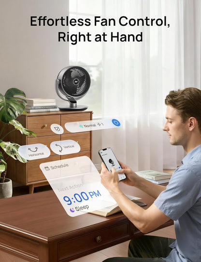 DREO 16 Inch 20dB Quiet Smart Fans for Bedroom, DC Room Fan with Remote, 120°+120° Oscillating Fan, 6 Modes, 9 Speeds, 12H Timer,Works Alexa/Google/WiFi/Voice Control, Silver, Oversize (DR-HAF004S)