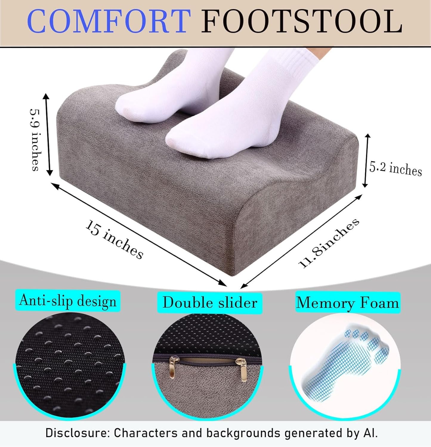 Work Foot Rest Under Desk,Comfort Foot Rest for Couch | Foot Rest For Under Desk at Work,At Soft Ergonomic Footrest,Support Foot Pillow,Heel Chair,Leg Elevation Pillow blue