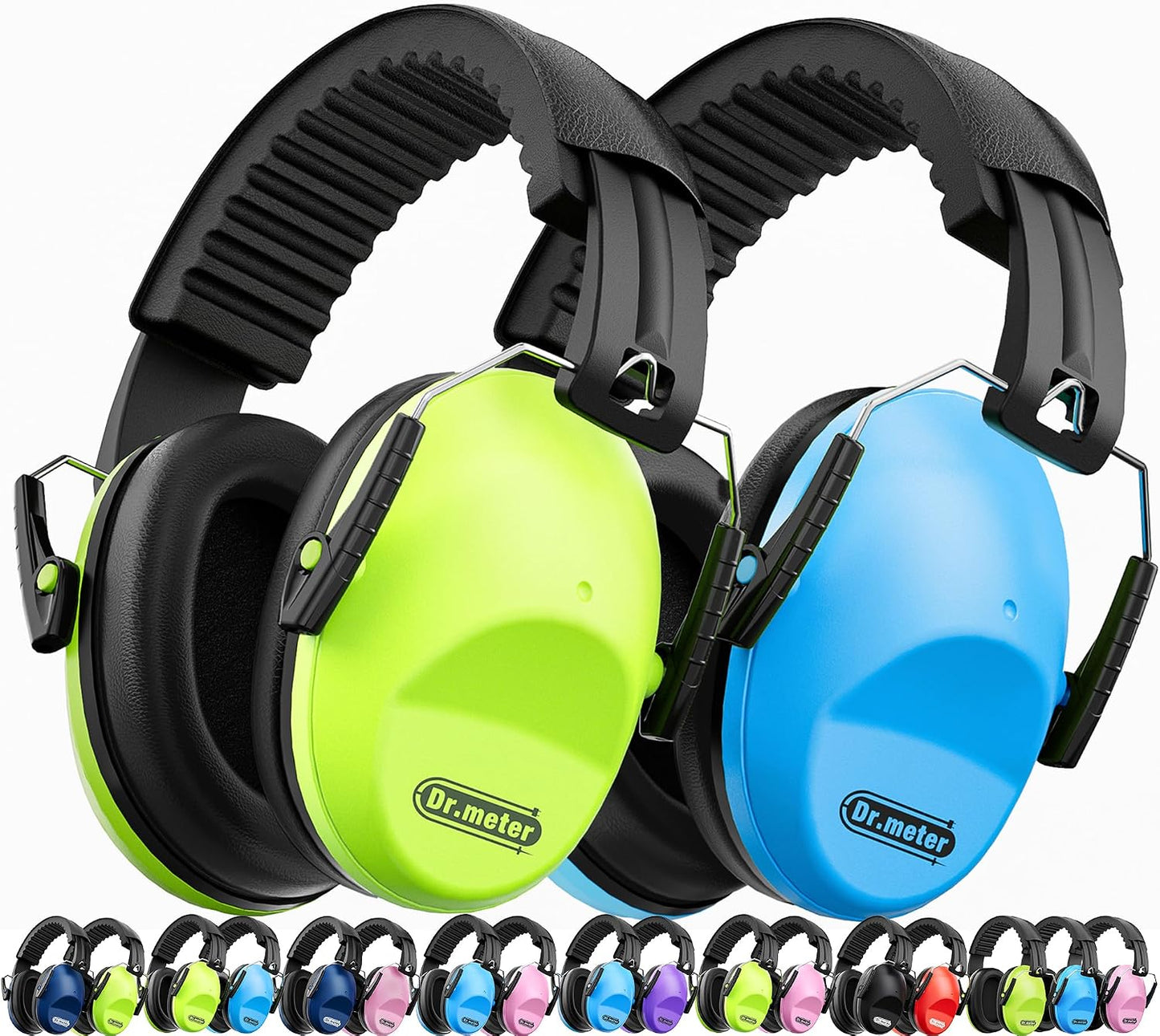 Dr.meter Ear Muffs for Noise Reduction: 27.4SNR Noise Cancelling Headphones for Kids Adults, EM100 Adjustable Hearing Protection Earmuffs for Monster Jam, Autism Sensory, Concerts, Fireworks- 3PACK