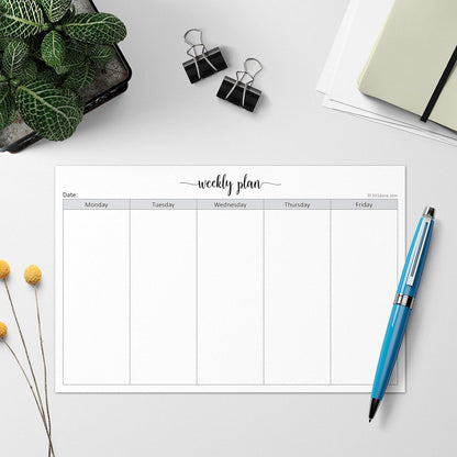 321Done Undated Weekly Planner Notepad, Jumbo 11x17 Desk Pad - 50 Tear-Off Sheets, Weekday Monday-Friday Schedule, Daily Task Planner for Home, Office & Student Use - Made in USA