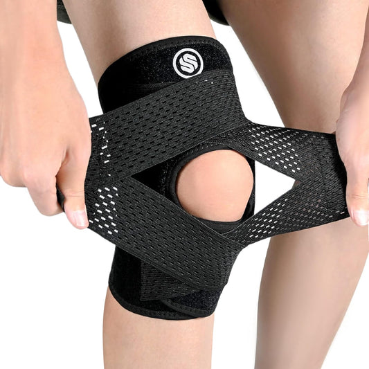 Knee Brace with Side Stabilizers for Knee Pain, Adjustable Knee Support for Meniscus Tear ACL MCL Arthritis Injury Recovery, Breathable Knee Wrap for Men & Women, Workout, Sports (Black, X-Large)
